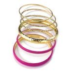 Fushia and gold bangle set