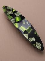 BLACK & GREEN OVAL HAIR SLIDE