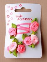PINK ROSE HAIR CLIP & PONIO SET