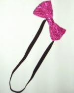 PINK SEQUIN BOW SOFT HAIR BAND