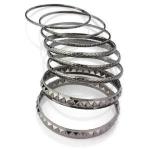 Set of 6 hematite silver colour bangles